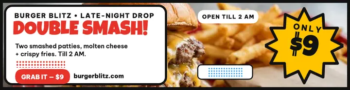 Burger Blitz late-night smash billboard template