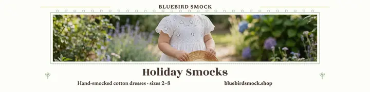 Bluebird Smock holiday smocks banner template