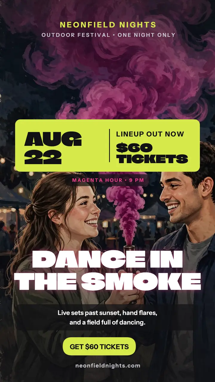 Neonfield Nights smoke festival story template