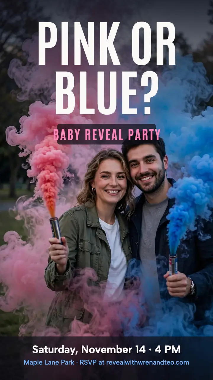 Pink or blue smoke reveal story template