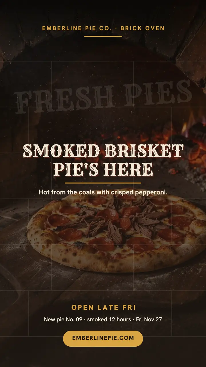 Smoked brisket pizza ghost story template