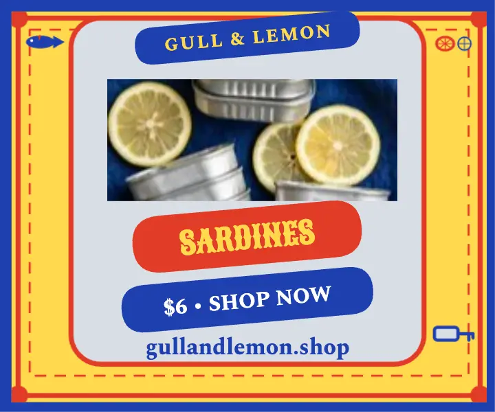 Gull and Lemon smoked sardines tin ad template
