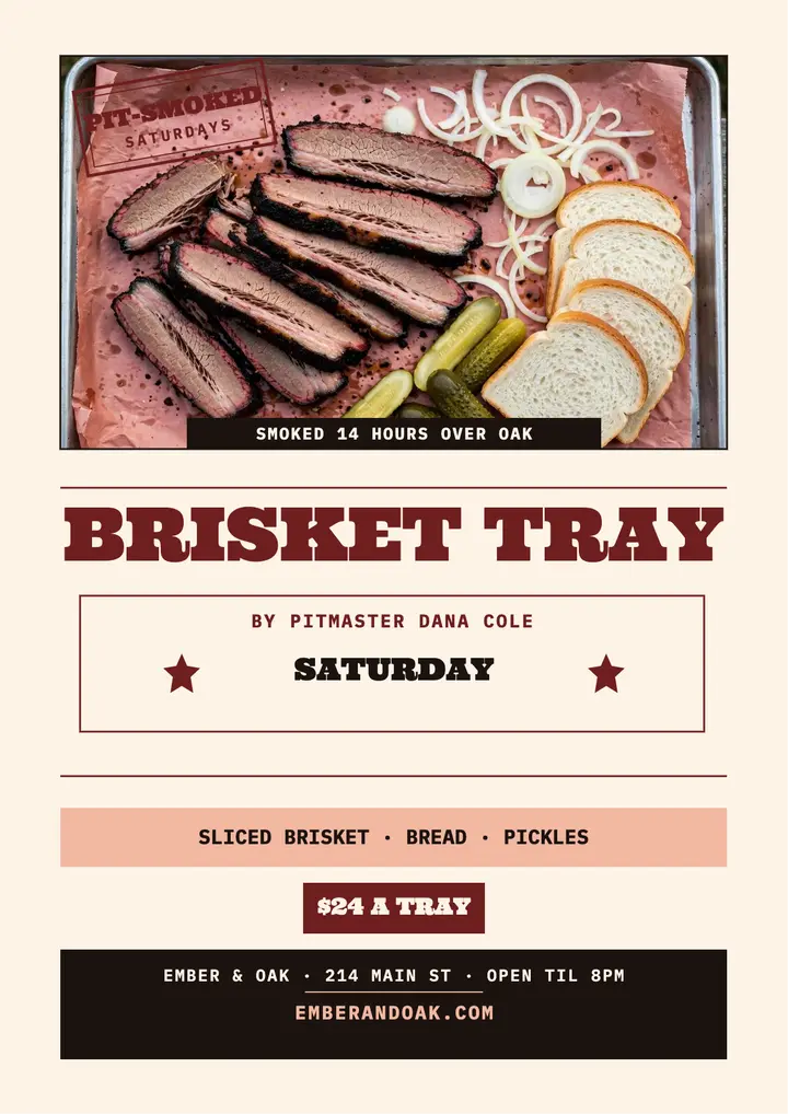 Ember and Oak brisket tray flyer template