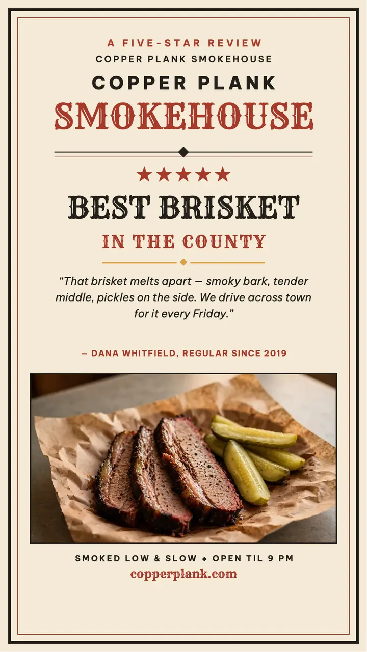 Copper Plank Smokehouse review story template
