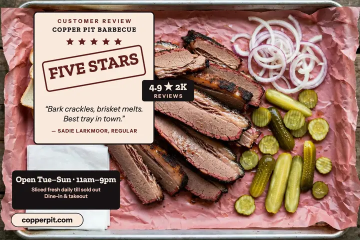 Copper Pit barbecue review card: barbecue review card template
