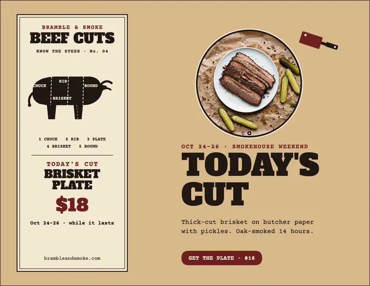 Bramble and Smoke todays cut flyer template