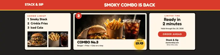 Stack and Sip smoky combo menu board template