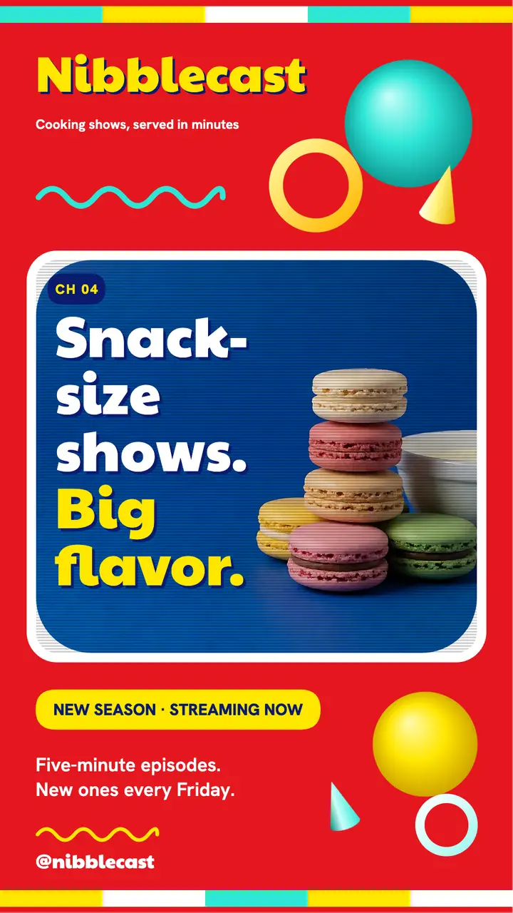 Nibblecast snack-size shows new season story template
