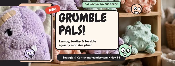 Snaggle and Co Grumble Pals cover: monster plush cover template