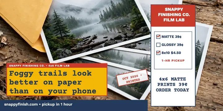 Snappy lab envelope hike prints promo template