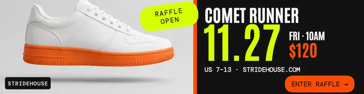 Stridehouse Comet Runner drop billboard: sneaker drop ad template