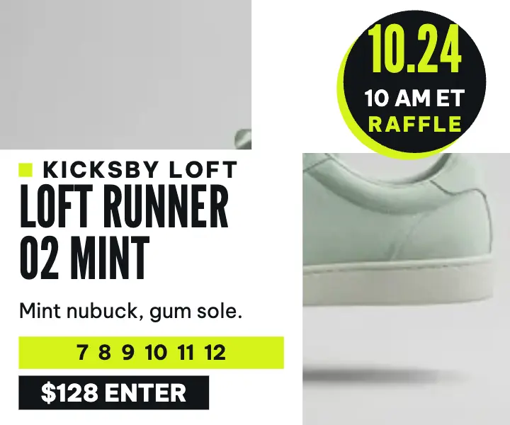 Kicksby Loft sneaker drop raffle ad template
