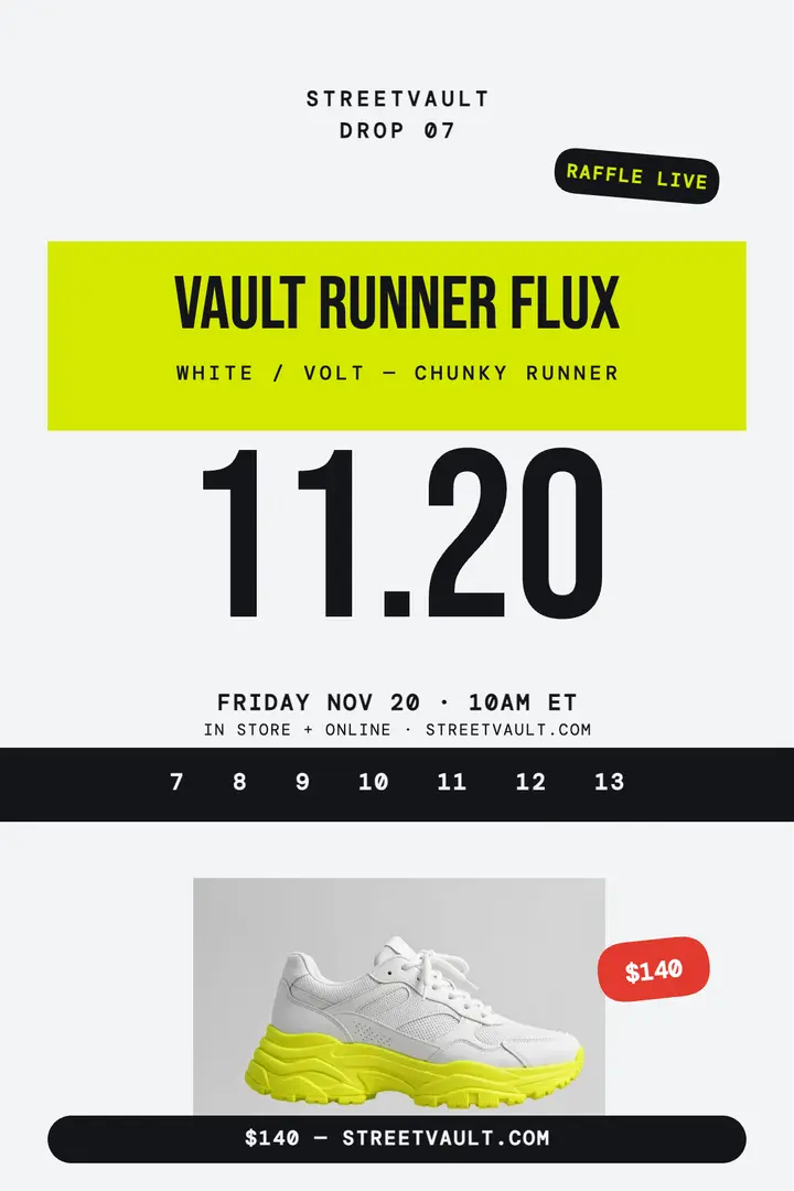 Streetvault Vault Runner Flux drop poster template