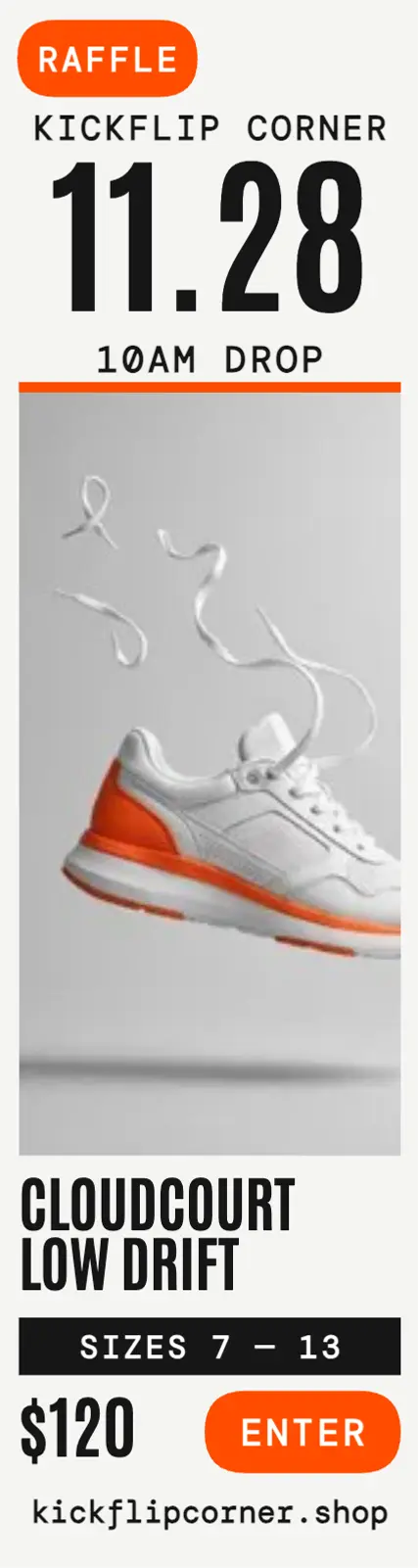 Kickflip Corner sneaker drop skyscraper template