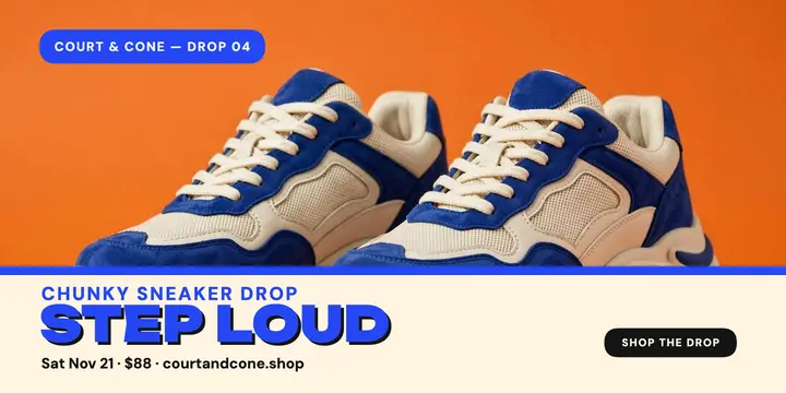 Court and Cone sneaker drop sale post template