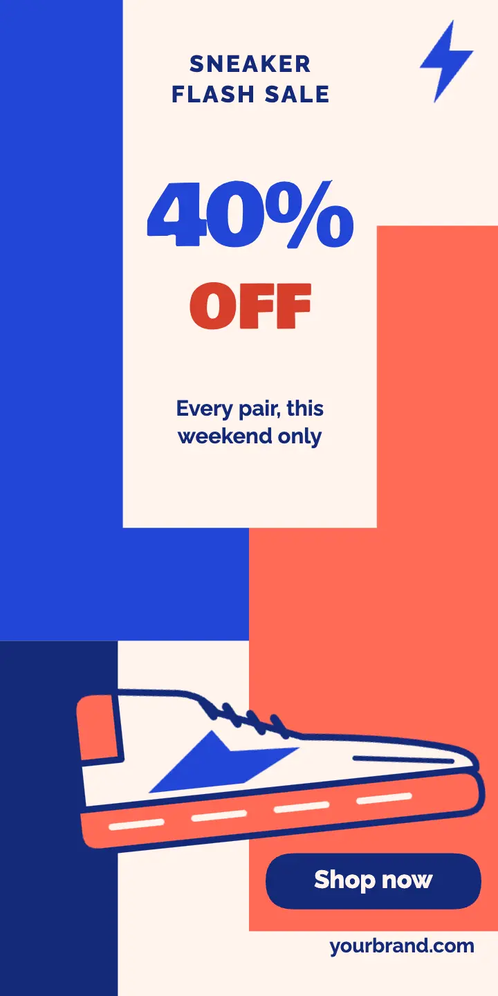 Cobalt and coral sneaker flash sale ad template