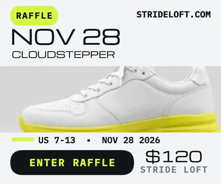 Stride Loft Cloudstepper Black Friday raffle ad: sneaker raffle ad template