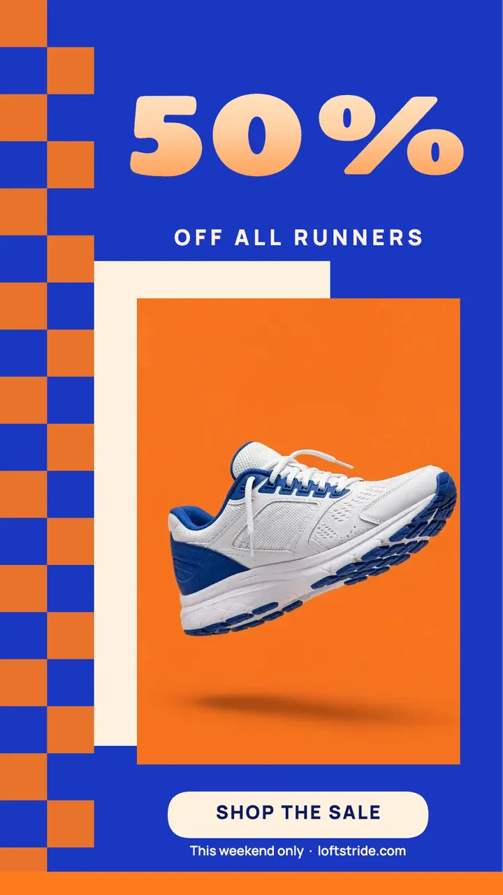 50% gradient lettering sneaker sale story template