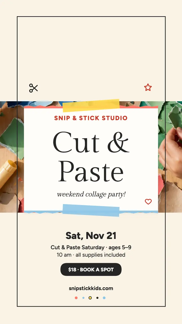 Snip and Stick paper collage class story template