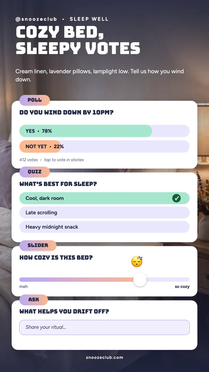 Snoozeclub cozy bedtime poll story template