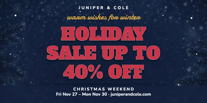 Juniper and Cole snow-capped holiday sale post: christmas sale post template