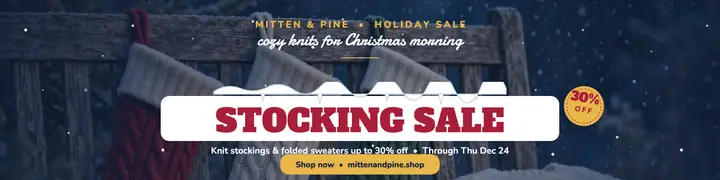Mitten and Pine stocking sale banner template