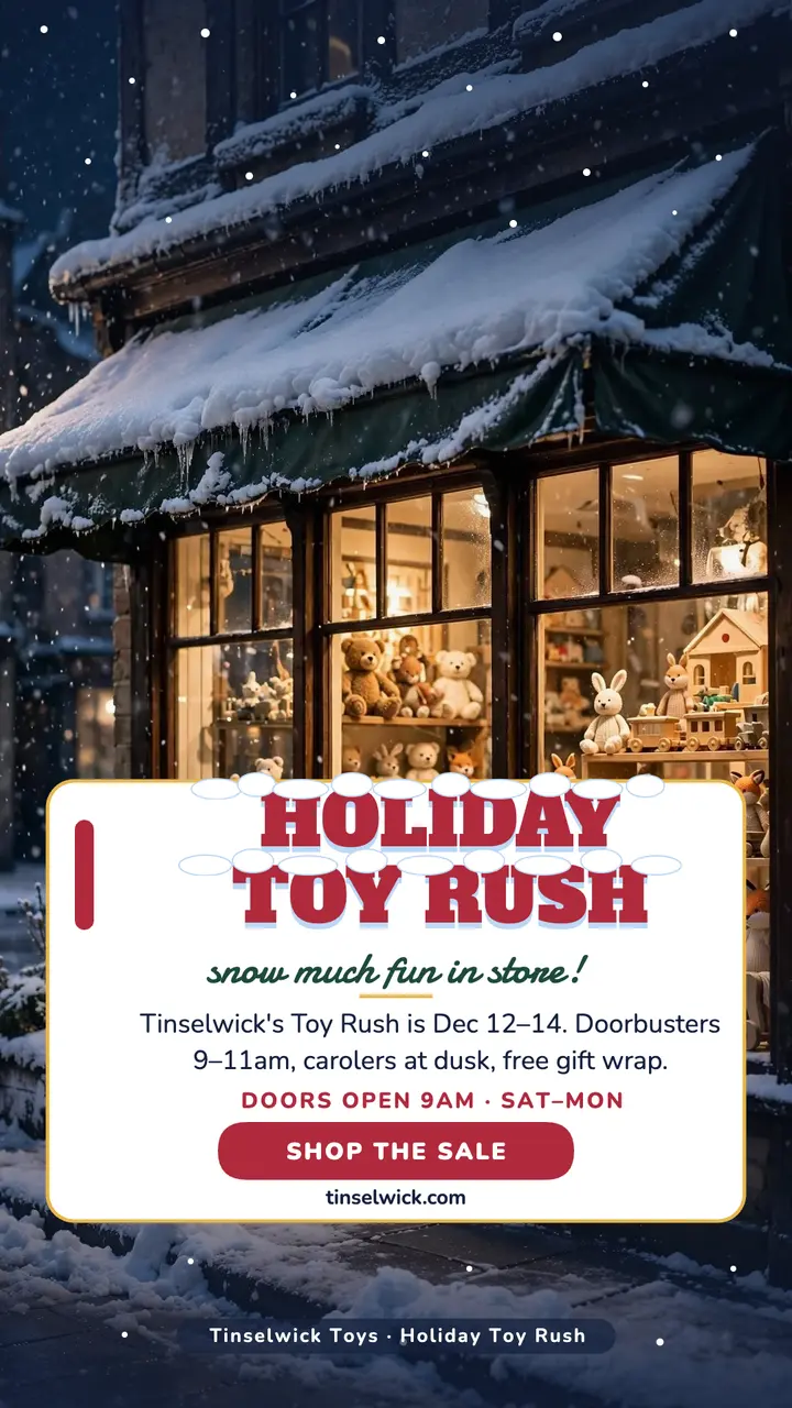 Tinselwick holiday toy rush story template