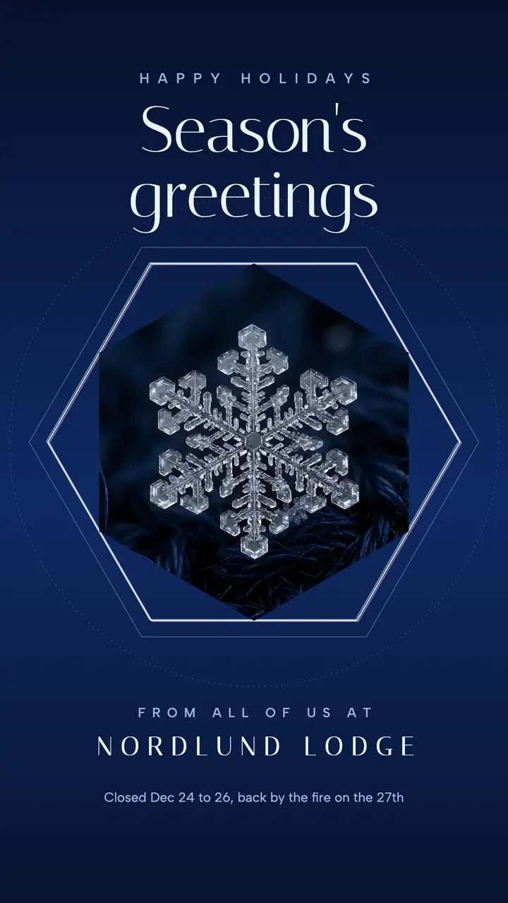 Nordlund Lodge snow crystal greeting template