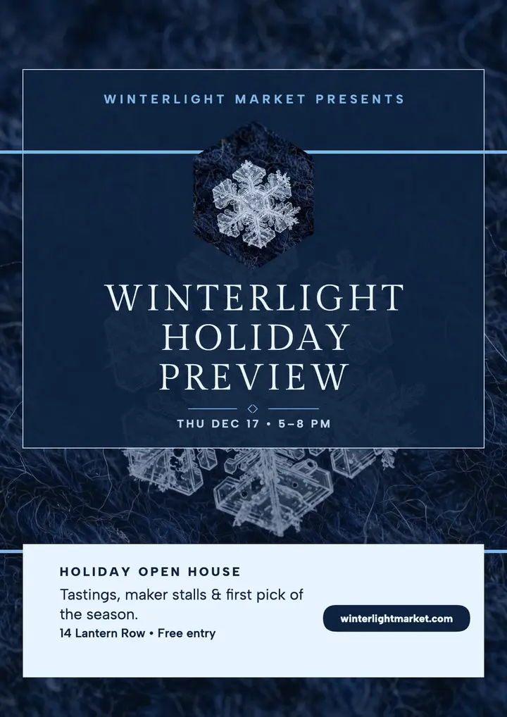 Winterlight Market holiday preview flyer template