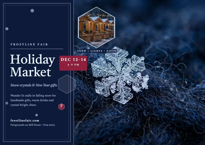 Frostline Fair holiday market poster template