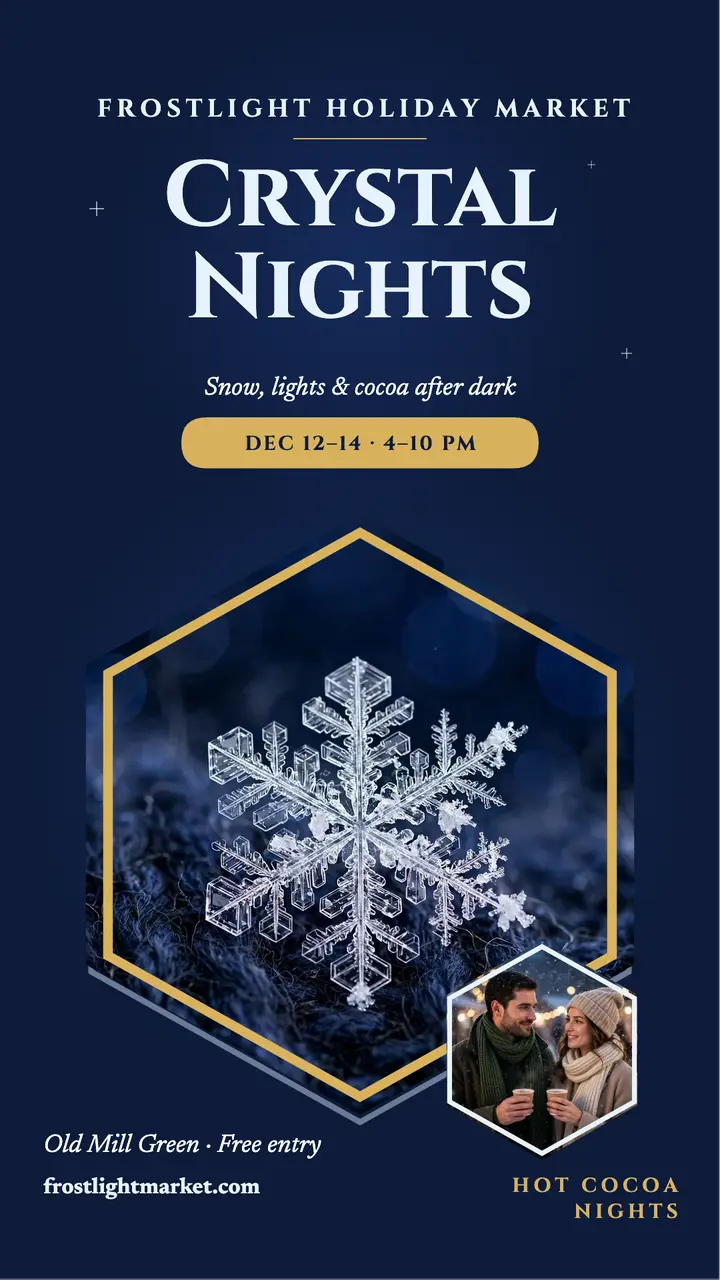 Frostlight Holiday Market snow crystal story template