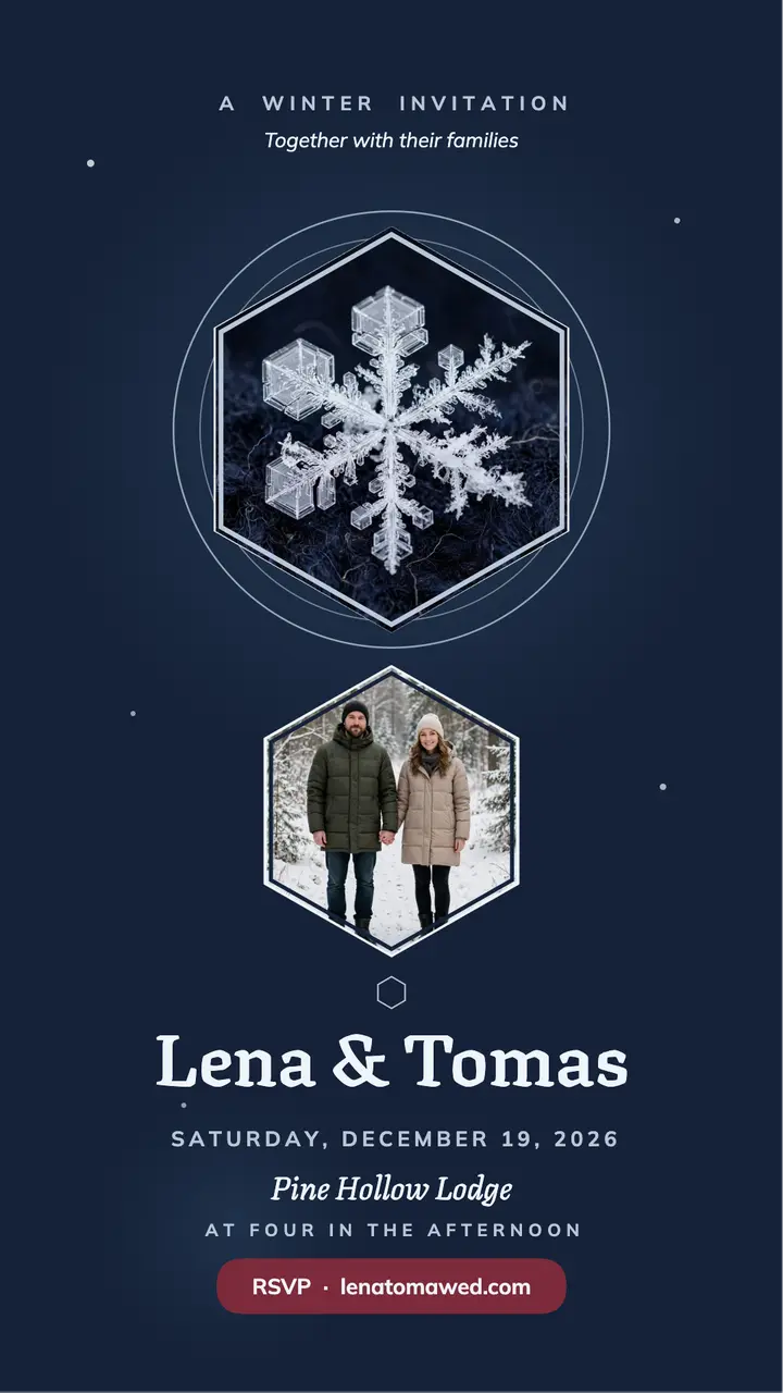 Lena and Tomas snow crystal invitation template