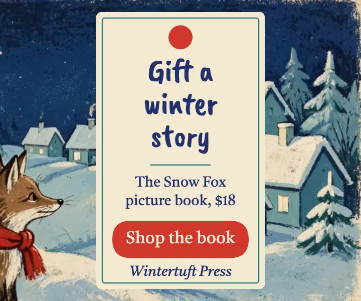 Snow Fox picture book holiday gift ad template