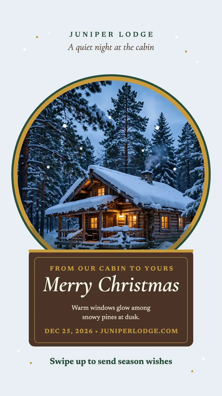 Juniper Lodge snow globe cabin story: snow globe christmas story template