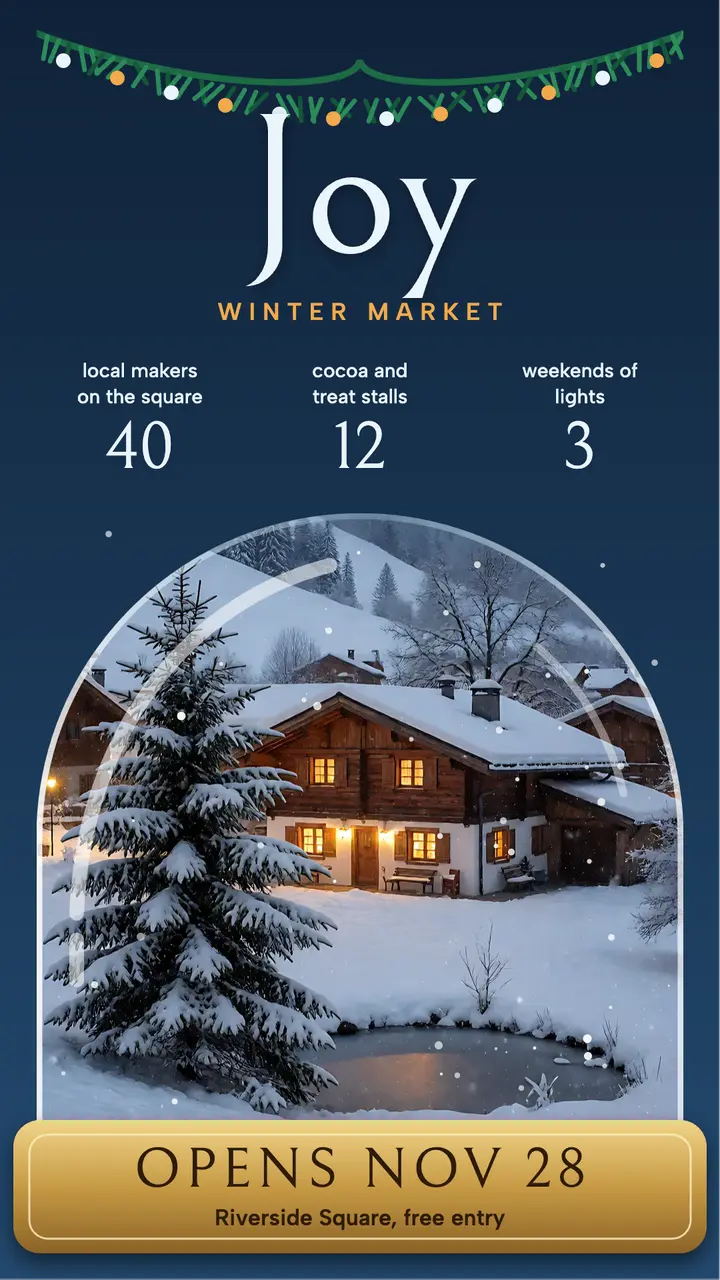 Snow globe holiday market story template