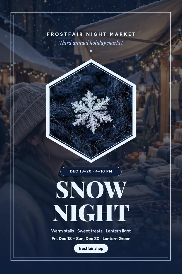 Frostfair Snow Night holiday market poster template