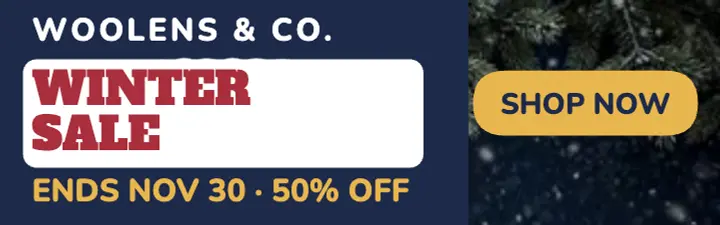 Woolens winter sale snow cap banner template
