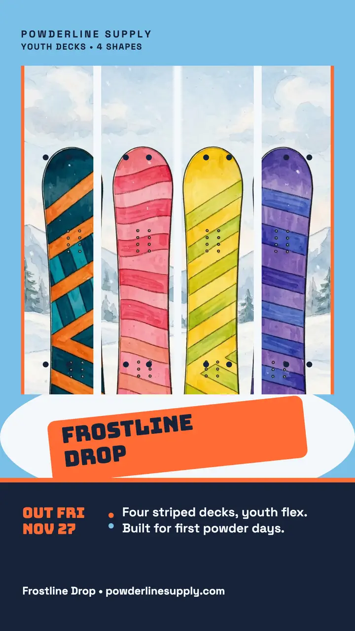 Powderline snowboard drop story launch: snowboard drop story template