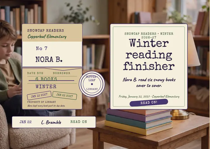 Snowcap Readers winter finisher certificate template