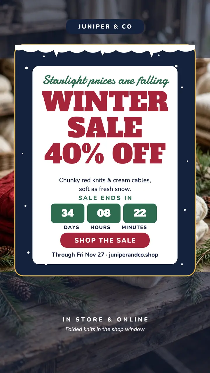 Juniper and Co winter sale story template