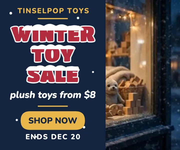 Tinselpop winter toy clearance ad template