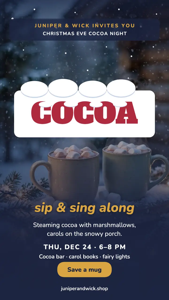 Cocoa and carols Christmas Eve story template