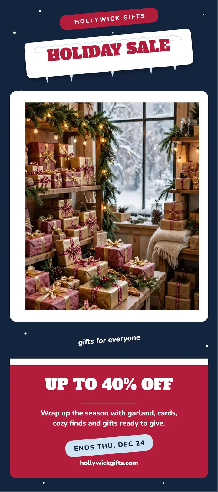 Hollywick Gifts Christmas sale rack card: christmas sale rack card template