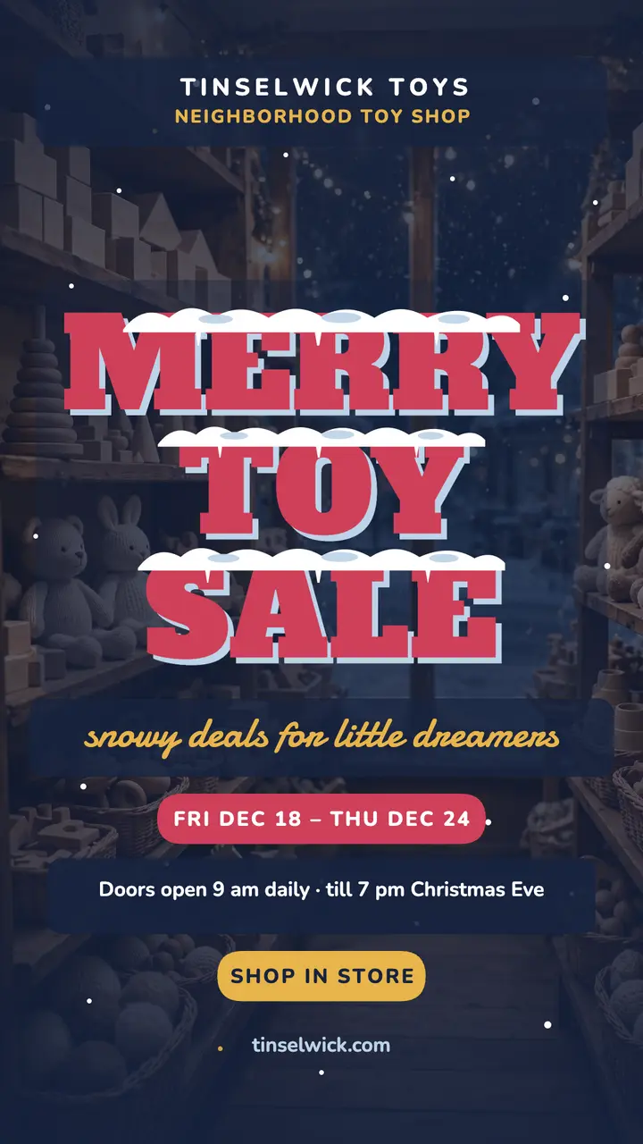 Tinselwick Toys winter sale story template