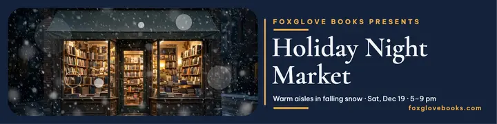 Foxglove Books holiday night market banner: holiday market banner template