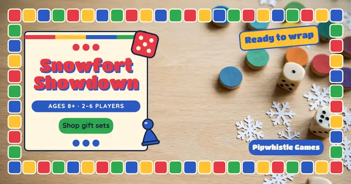 Snowfort Showdown board game holiday gift post template