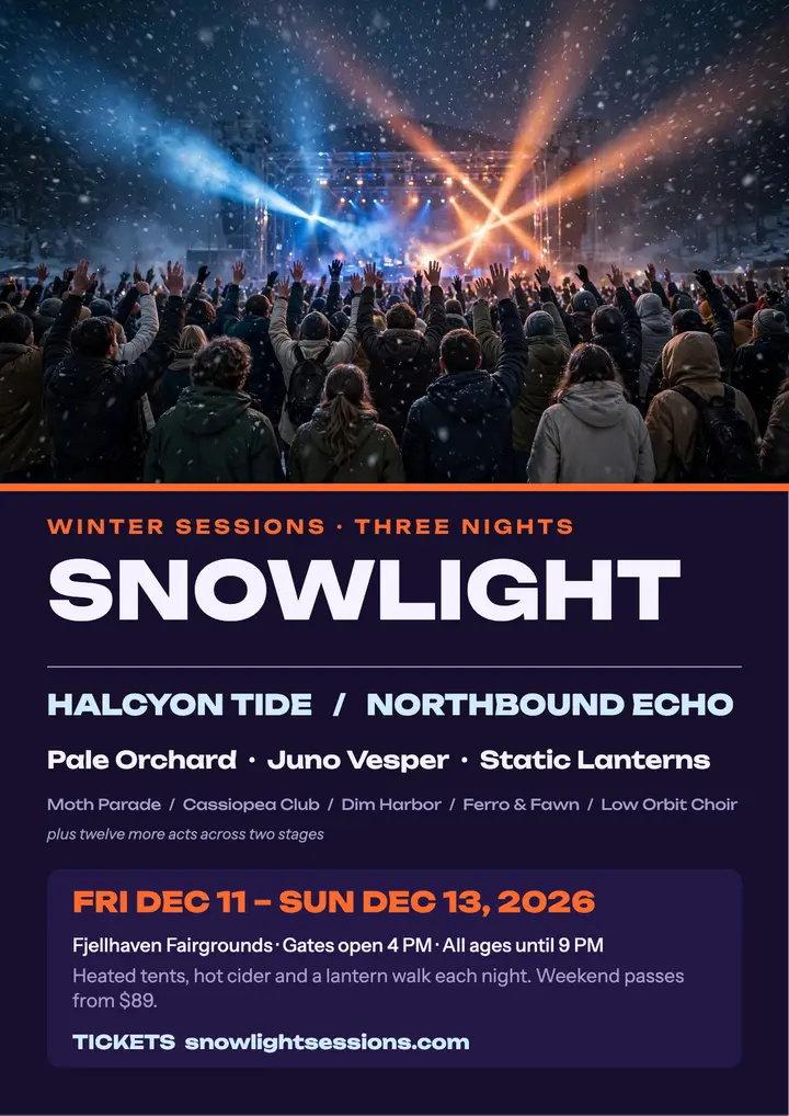 Snowlight Sessions lineup flyer template