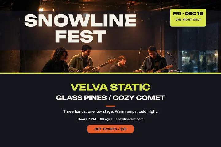 Snowline Fest winter lineup postcard template