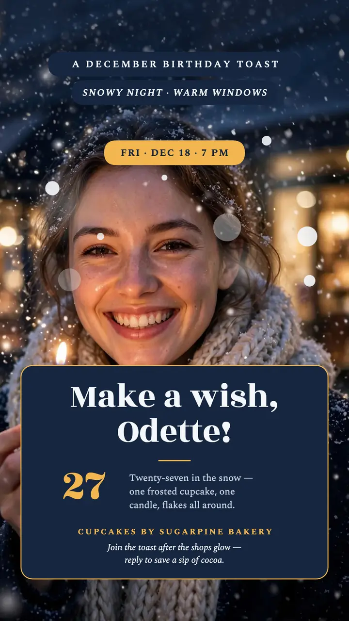 Odette snowy birthday night story template