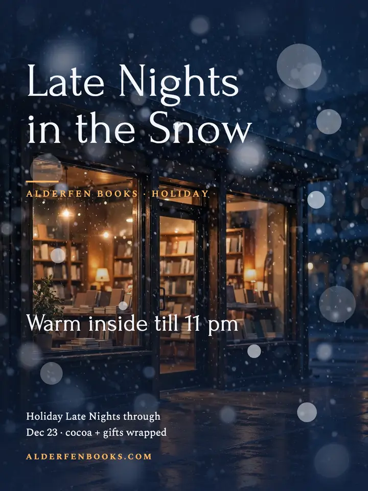 Alderfen Books snowy late nights portrait template
